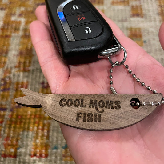 Cool Moms Fish key chain - walnut